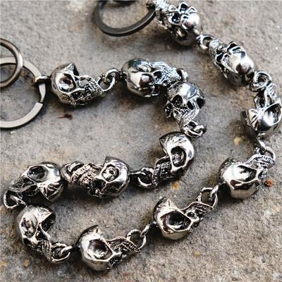 Punk Skull Jeans Decor Pants Chain Secure Travel Wallet Heavy Duty Link Coil Leash Jewelry
