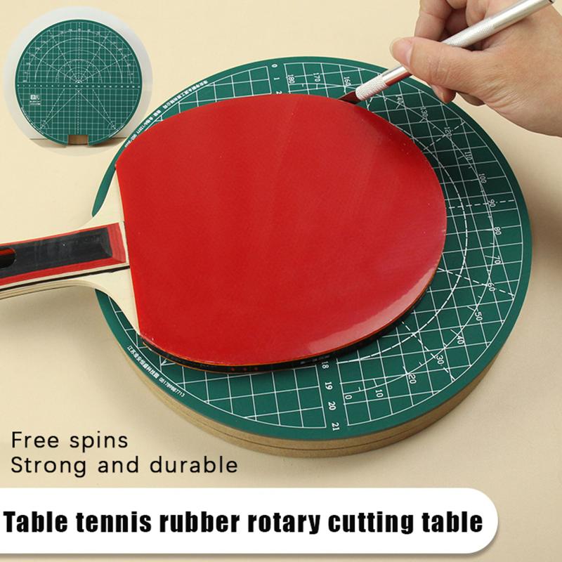 Bordtennis Gummi Roterende Skæremåtte Sæt DIY Skæreværktøj Med Skærekniv Ping Pong Ketsjer Klæbe Tilbehør Holdbart