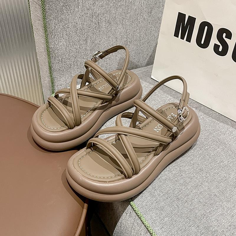 Roman Sandals Women's Summer 2025 This Summer's New Fashion Retro Explosion Super Fire Thick Bottom with Fairy Skirt
