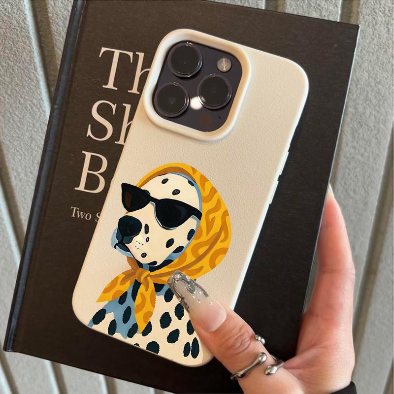 

Black Spotted Scarf With Puppy Pattern Phone Case For Iphone 17 16 15 14 13 12 11 17 Pro Max16E Plus Vintage Floral Soft Cover iphone 17 Pro