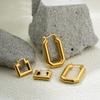 Minimalist Stainless Steel Geometric Chunky Hoop Earrings for Women Gold Plated Square U-shape Ear Buckle Fashion Zircon