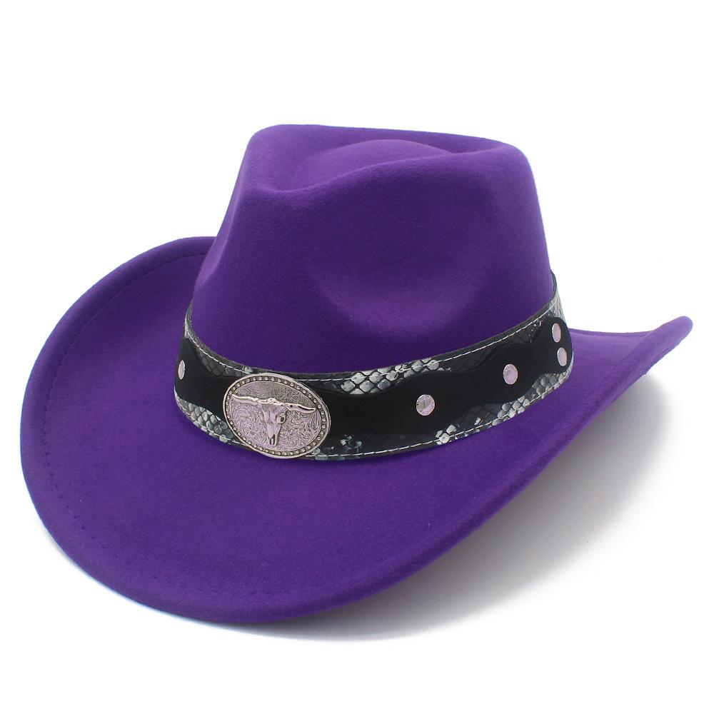 New Cow Head Belt Accessories Western Cowboy Hat Classic Retro Jazz Hat European and American Style Gentleman Hat