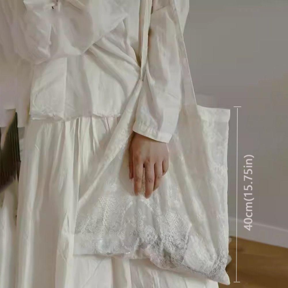 New Soft Embroidered Floral Shoulder Bag Large Capacity Portable Lace Handbag Organza Cloth bag Women