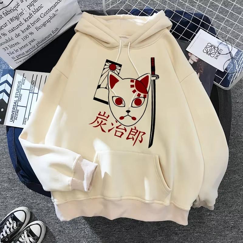 Hot Anime Hoodies Unisex Kamado Tanjirou Kama Anime Y2k Casual Hooded Sweatshirt Harajuku Cartoon Manga Khaki Pullovers Tops