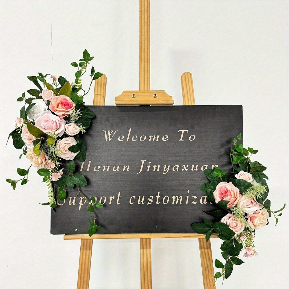 

2 шт. Свадебный знак, цветок, гирлянда, искусственная арка, фон, гирлянда для церемонии, вечеринки, входа, мольберта, двери, цветочная стена, прихожая, наружный декор розовый