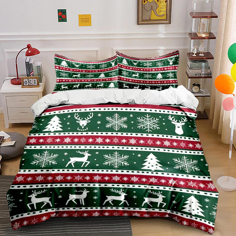 Christmas Reindeer Snowflakes Bedding Set Bedding set (1 duvet cover, 2 pillowcases, duvet not included)