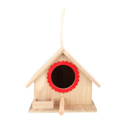 Birds House Durable Hanging Pine Bird Nest for Birds Feeding Station Resting stop(Red)