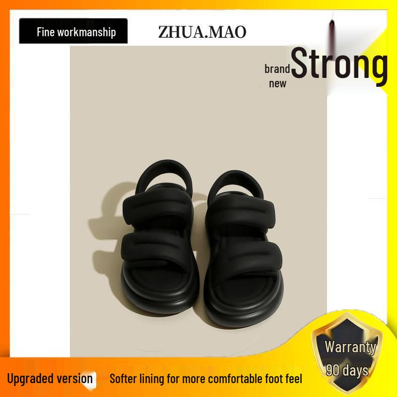 Women's 2025 Thick-Soled Velcro Sandals - Platform Roman Shoes for Casual Beachwear, Featuring Step-on Comfort for Pregnant Women