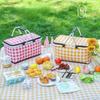 Outdoor Picnic Basket Large Capacity Foldable with Aluminum Foil and Metal Frame Essential Thermal Insulation Camping Lunch Bag