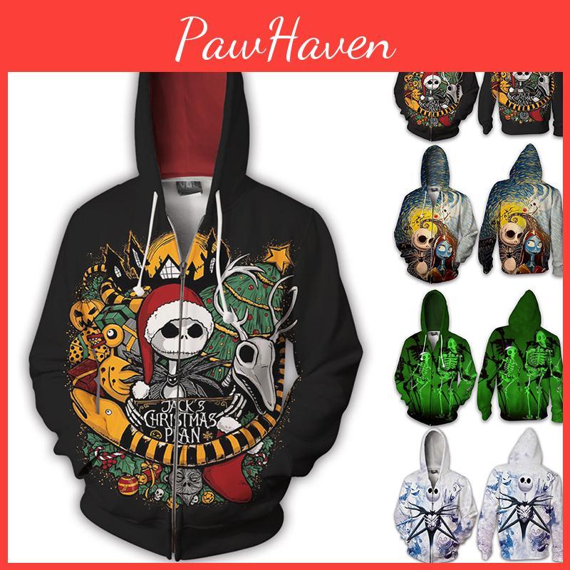 Stylish Nightmare Before Christmas Hoodies Sweater Zipper Men's Sweatshirt Jacket Coat