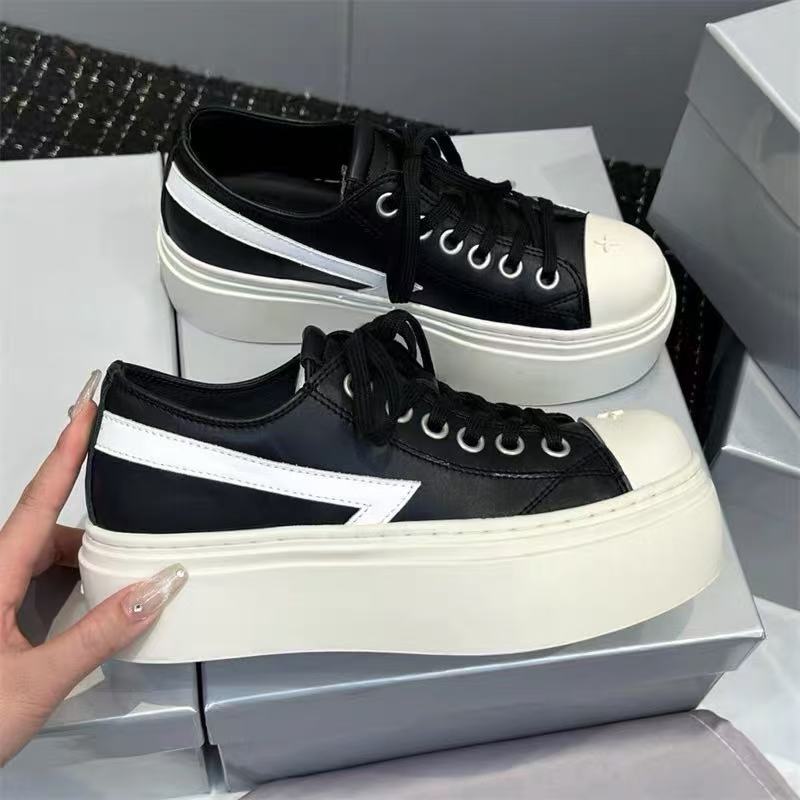 

New cross flower platform dark night meteor leather sneakers black and white contrasting color wilderness skateboard shoes dirty shoes women 40