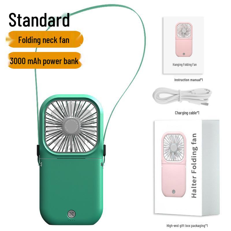 

2024 Portable USB Neck Fan - Handheld, Folding, Quick Charge, Power Bank Folding Power Bank Fan