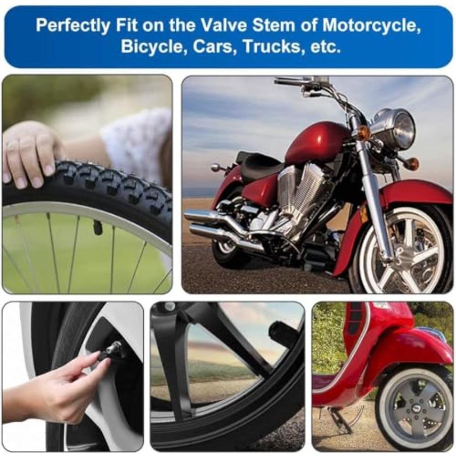 Tire Valve Caps Has a Sealing Ring Tire Valve Stem Caps for BikeBicycle Car Motorbike 16pcs Black