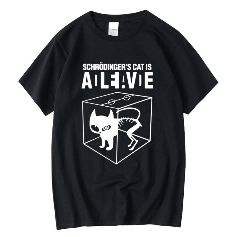 Men's T-shirt Top Quality Schrodinger's Cat Print Summer Short Sleeve Men T Shirt Casual The Big Bang Theory Mens Tshirt
