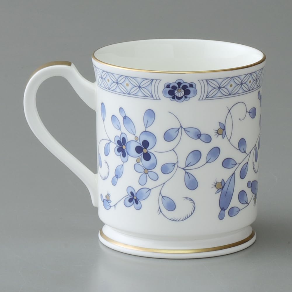 NARUMI Milano Mug, 330cc, Blue, Plum Blossom Design, Chintz Style, Gift Boxed, Made in Japan, 9682-2530