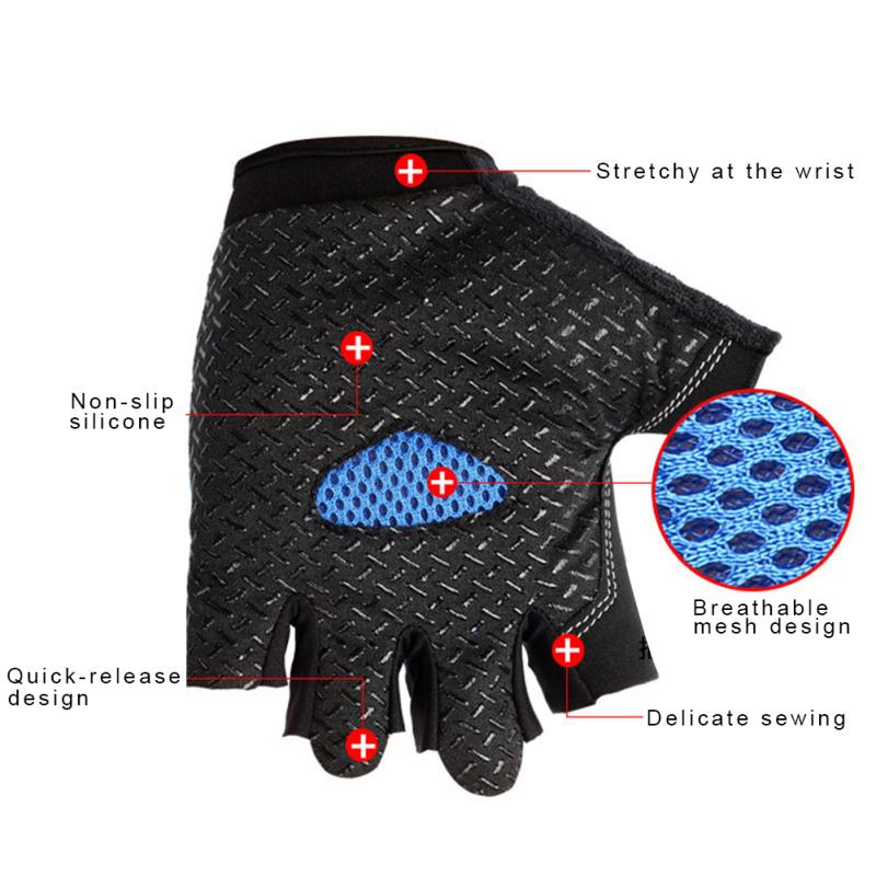 Bicycle Cycling Gloves Non-Slip Breathable Ultrathin Unisex Half Finger Gloves for Fishing Climbing