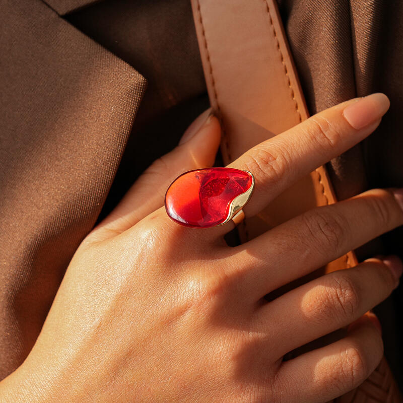 Exaggerated Irregular Geometric Resin Rings for Women Men Bohemian Personality Adjustable Large Ring Holiday Jewelry Accessories