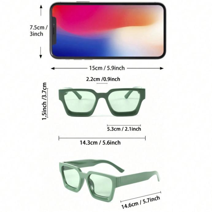 1pc Men Green Plastic Modern Simple Style Fashion Glasses For Daily Life Street-Photography Musical Festival Vacation Outfits Decoration
