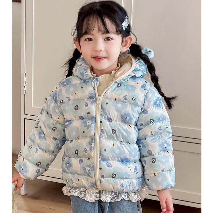 Korean Style Winter Baby Girl Thickened Short Cotton-padded Jacket Girls' Warm Cotton-padded Clothes Children's Autumn Cute Pink Cartoon Print Coats