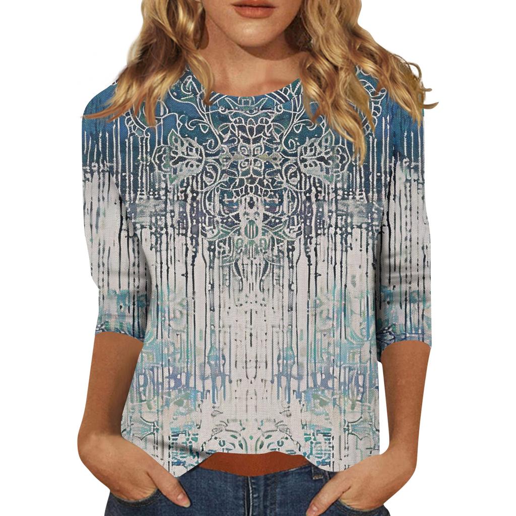 Damen 3/4-Ärmel Shirts Grafik-T-Shirts Shirts Lässige Basic-Tops Pullover