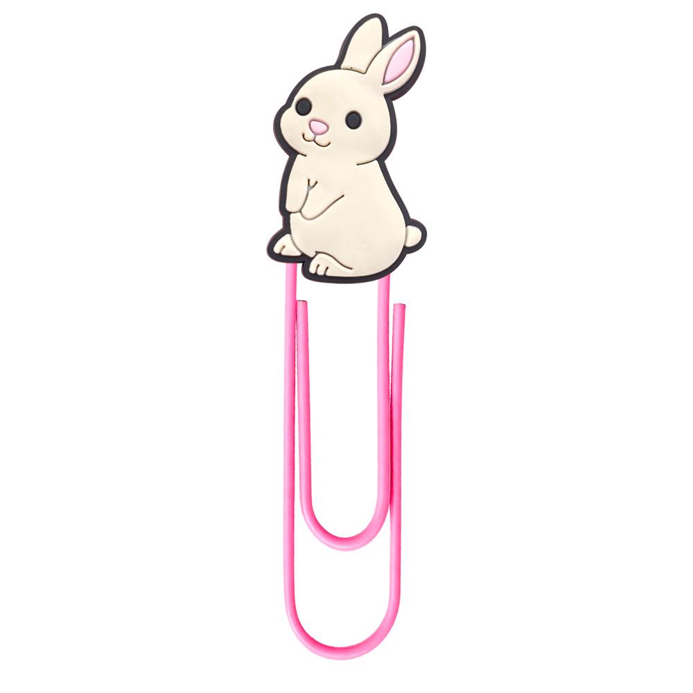 20 Cute Cartoon Animal PVC Paper Clips - U-Shaped Large Clips and Bookmarks for Office Supplies