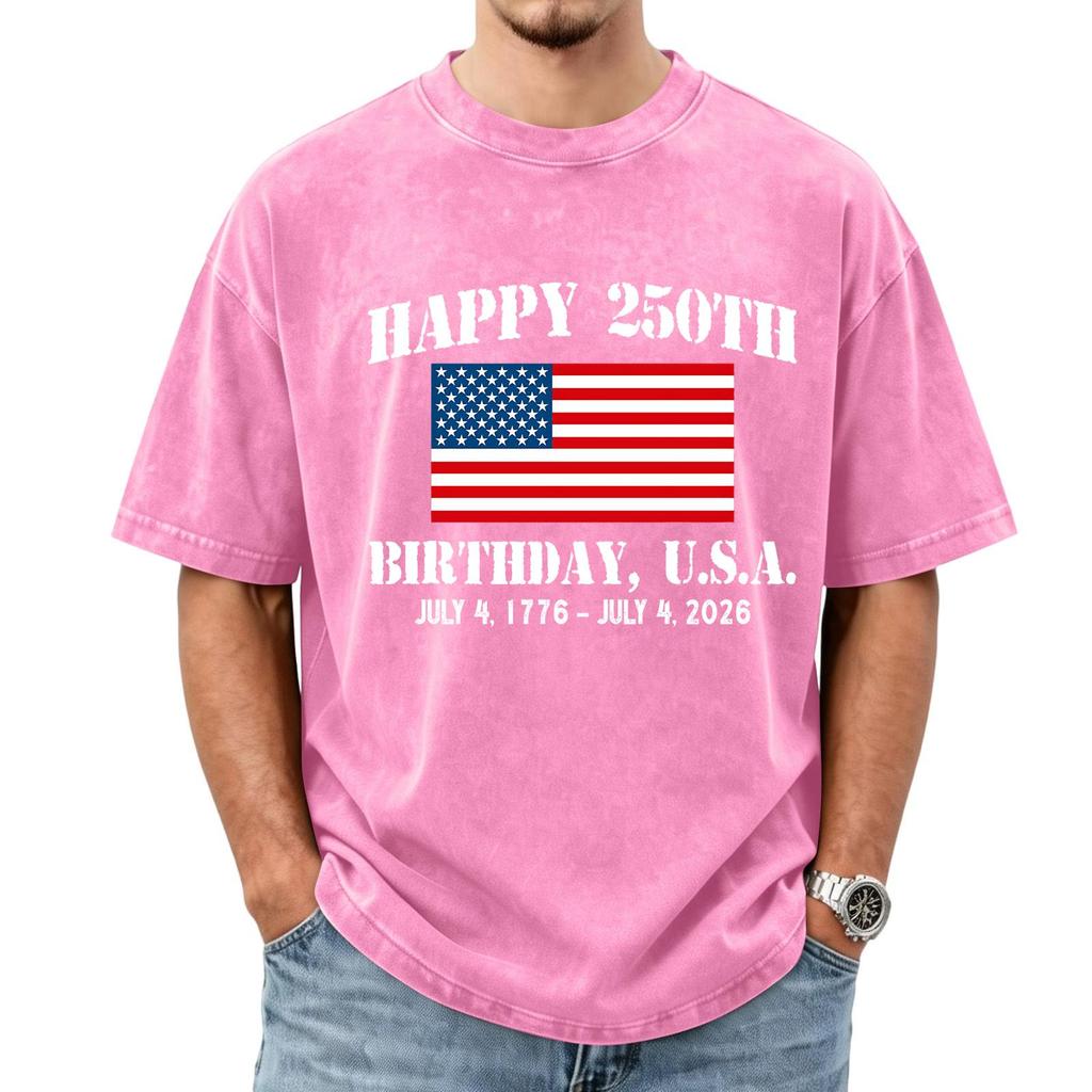 Men's Loose And Casual Flag-print T-shirt, Short Sleeve Shirt