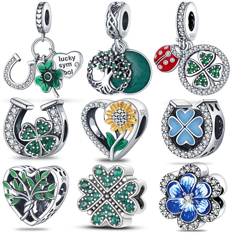 Original Copper Clover Charm Fit Original 3Mm Pan Bracelet Diy Beads For Women Jewelry