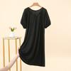 Summer New V-neck Short-sleeved Dress for Slimming Effect. Large Size. Homewear Style. Women's Thin and Loose Long Dress.