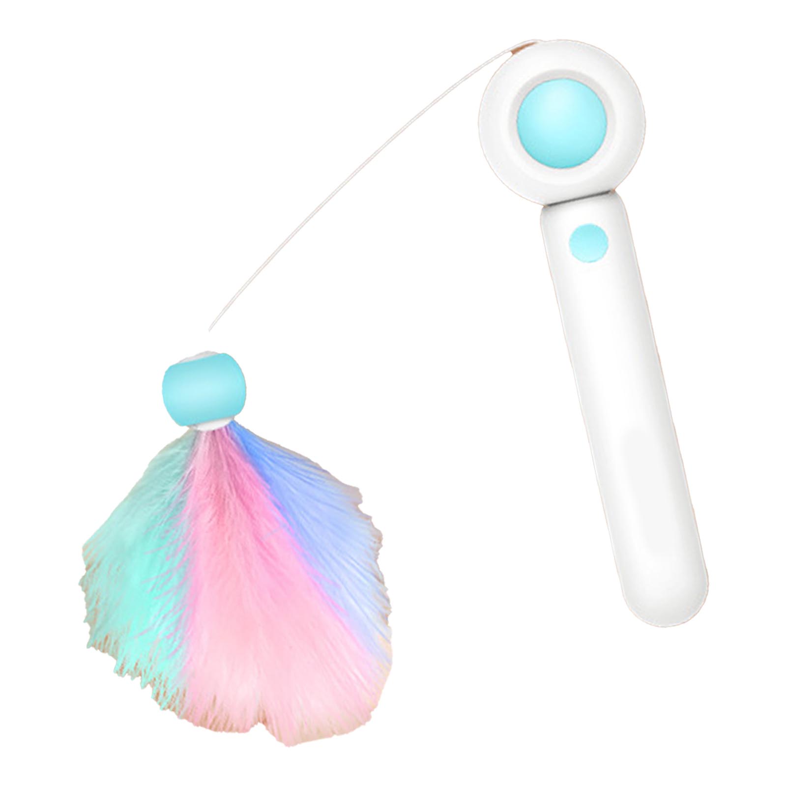 

Retractable Cat Wand Attract Attention Cat Teaser Wand Toy Cat Interactive Toy for Exercise Blue синій