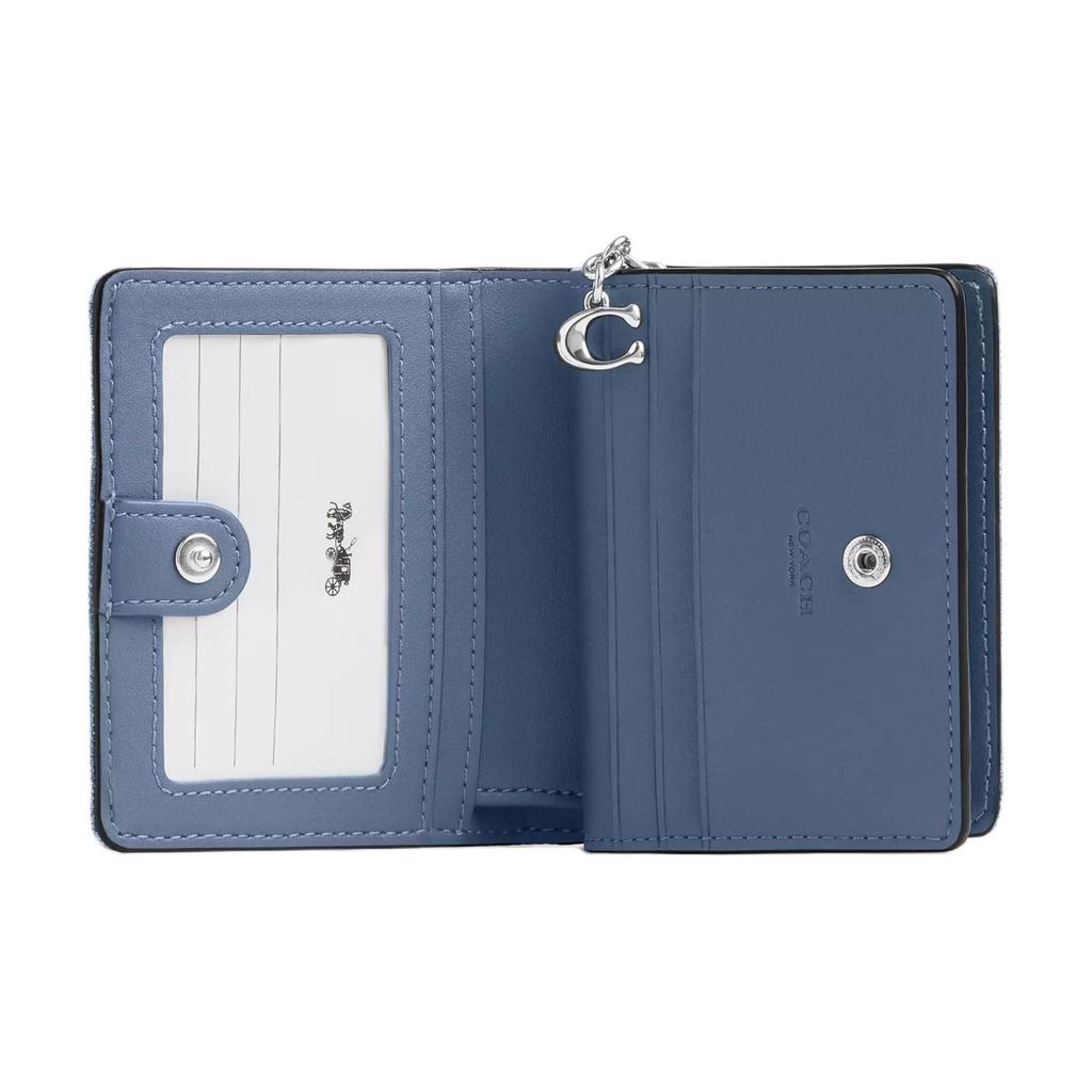 New COACH Snap Wallet Denim Wallet Mini Women's Blue CAP07-SVIN