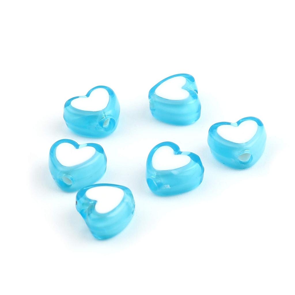 300 Pieces Heart Shape Acrylic Beads Blue 8mm Crafts Handicraft Supplies Jewelry Accessories Parts Huey Handicraft Materials Huey H2098s28 Hole 1.8mm