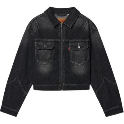 Levis Casual Comoda Semplice Versatile Zip Manica Lunga Giacca di Jeans Donna giacche 0052J-0001