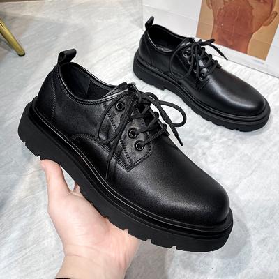 Fashion British Trend Black Small Leather Shoes Business Dress Men'S Leather Shoes Large Size Casual Shoes 4546