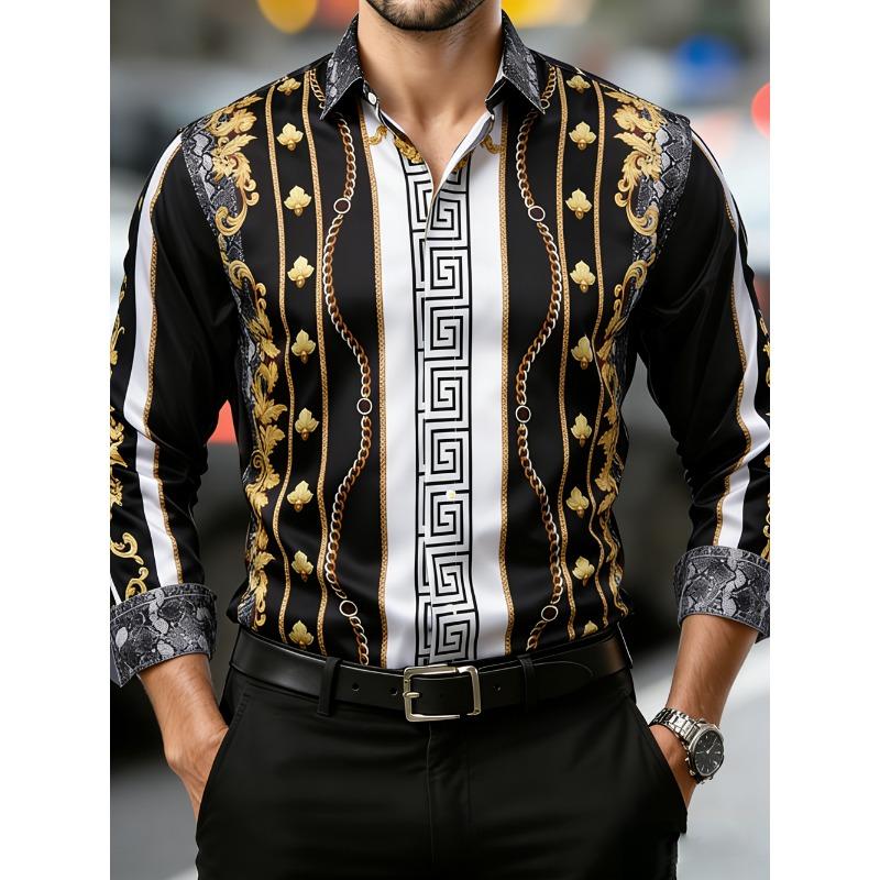 2026 Men's HD Baroque Pattern HD 3D Printed Shirt Casual Long Sleeve Button Designer Shirt Wedding Party Clothes for Men for You