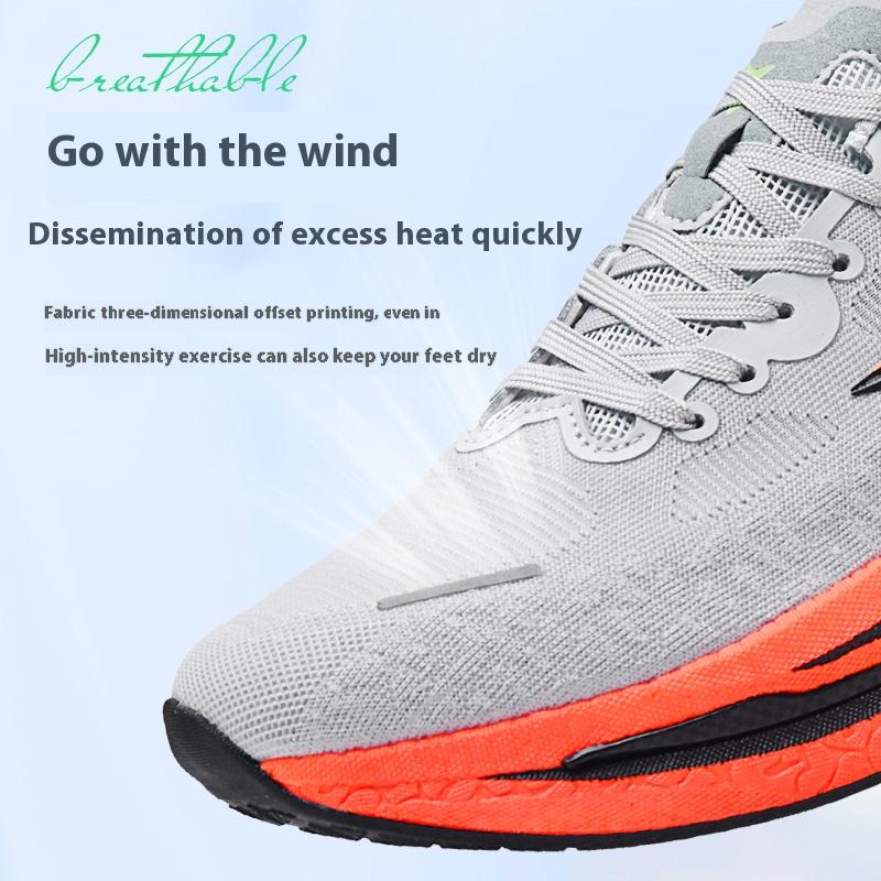 Men's Shoes Mesh Surface Breathable Deodorant Youth Sports Leisure Carbon Plate Game Shock Absorbing Running Shoes