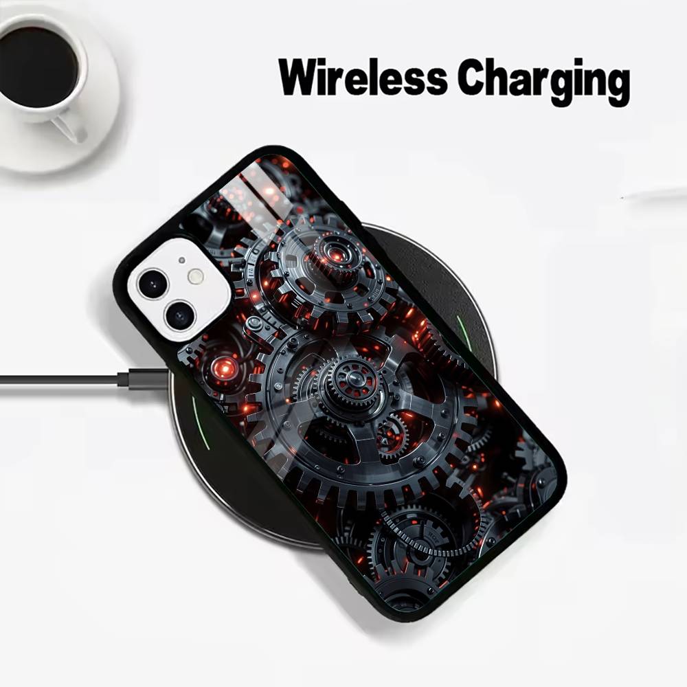 Mechanical Gear Wireless charging phone case compatible with iPhone 17/16/15/14/13/12/11