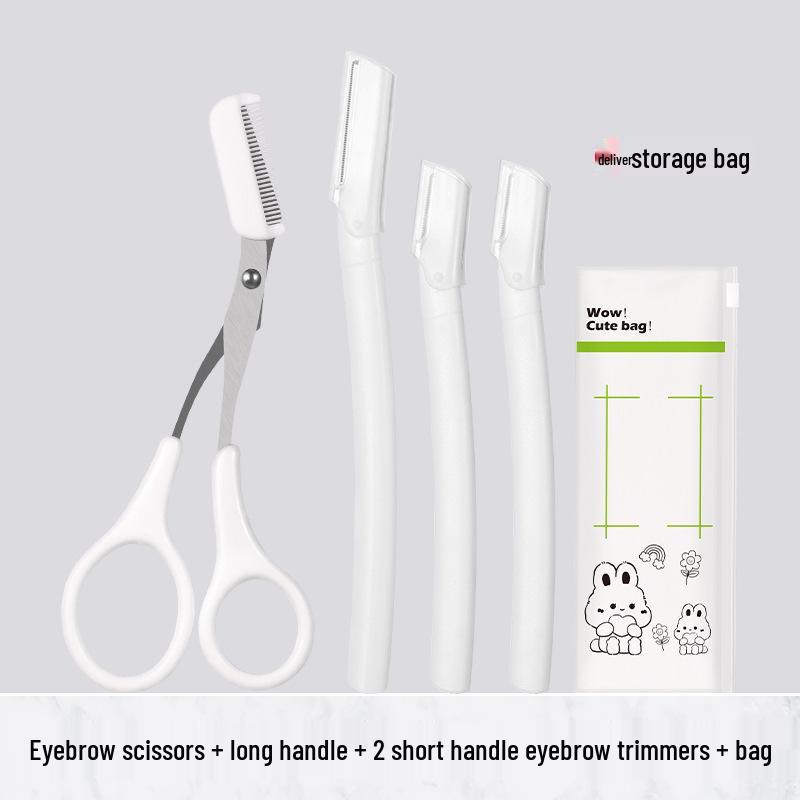 Stainless Steel Eyebrow Trimmer Set with Safety Razor Blade