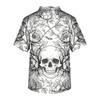 Men's Halloween Printed V-Neck Scrub Top Short Sleeve with Pockets for Work Uniform