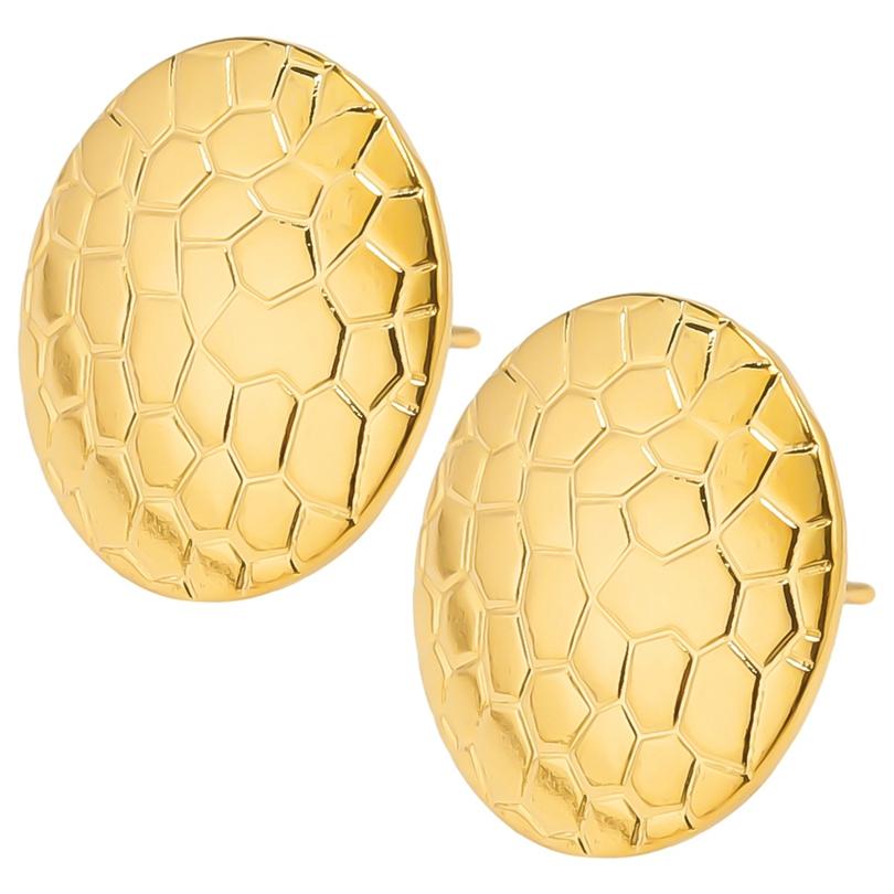 Never Fade Gold Color Earrings With Earplug Round Heart Shell Fashion Jewelry Stainless Steel Earrings For Women Men Accessories