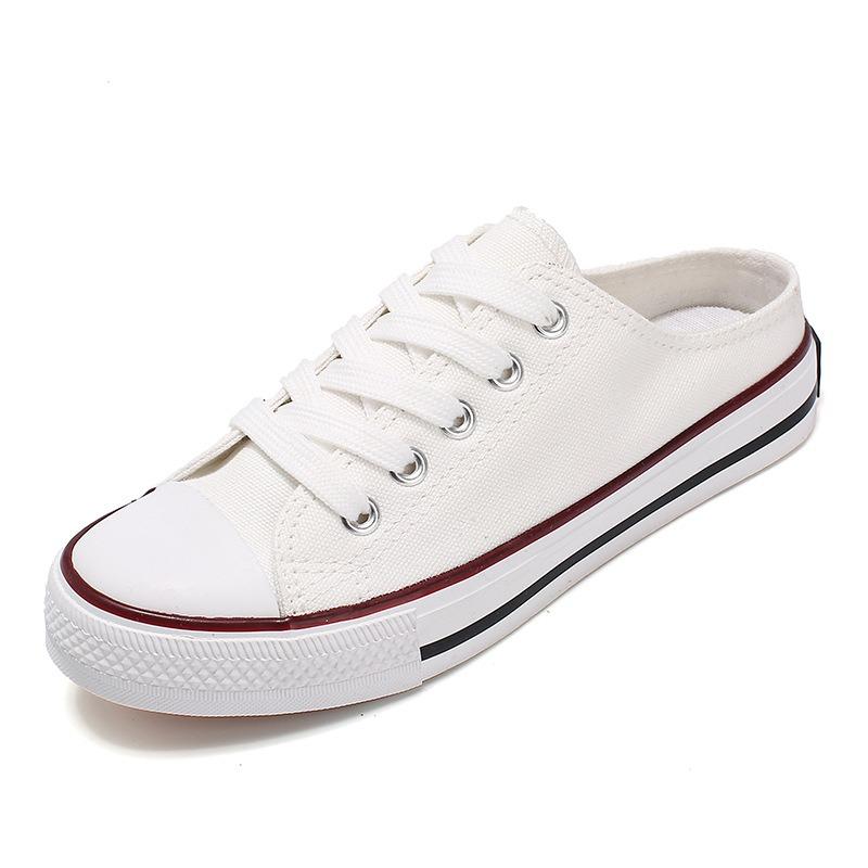 Summer casual low-top shallow-mouth canvas shoes half-tray women's cloth shoes lazy shoes student cloth shoes