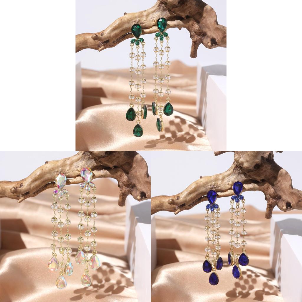 Creative Fashion Tassel Earrings With Crystal Accents For Women Summer Wear