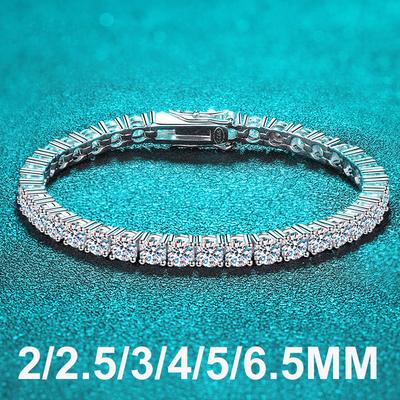 2-5mm Real Moissanite Tennis Bracelet for Women Christmas Gift Platinum Plated 100% Copper Wedding Jewelry