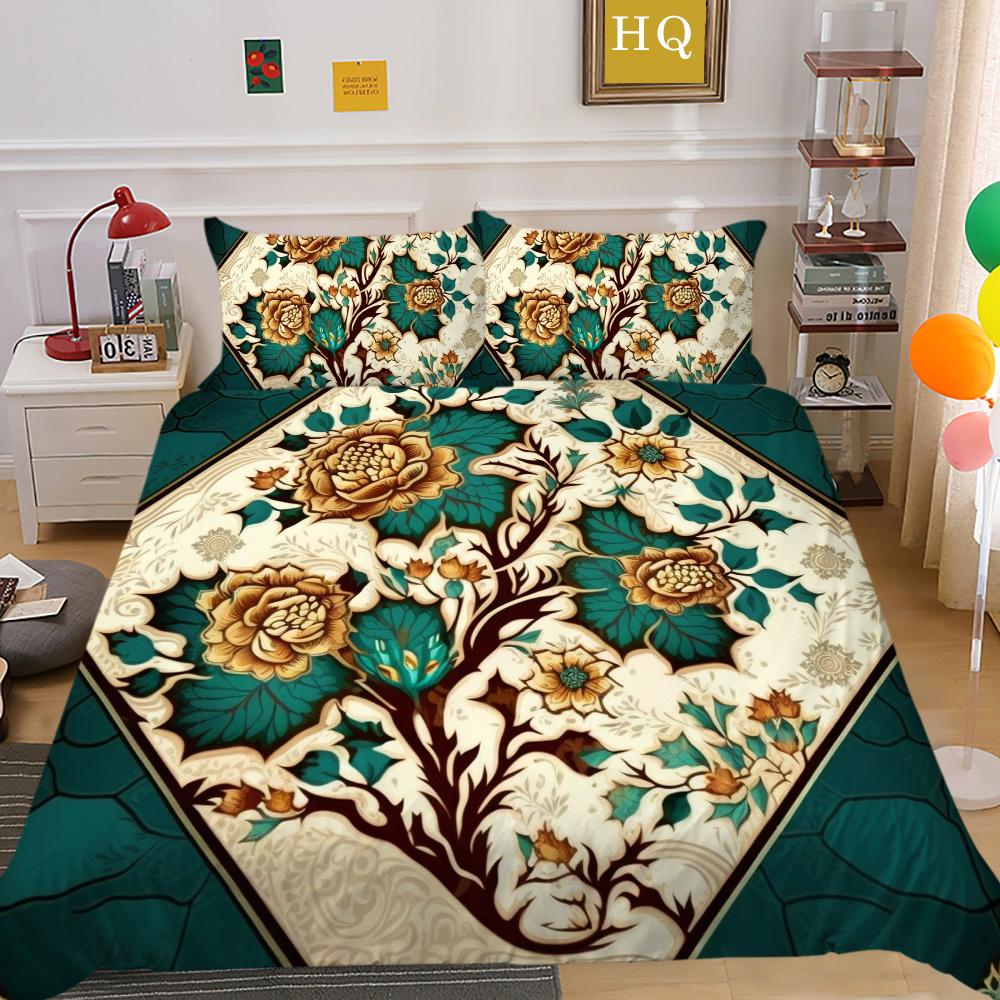 Set Copripiumino 3D Stampa Floreale Donna Tessili per la Casa Poliestere Dimensioni Queen Set Copripiumino per Letto