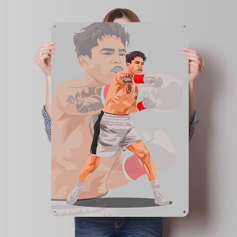 Ryan Garcia Boxer Metallposter Individuelle Vintage Metallschilder Wandkunst Retro Blechschild für Man Cave Schreibtischdekoration Wanddeko Home Deco