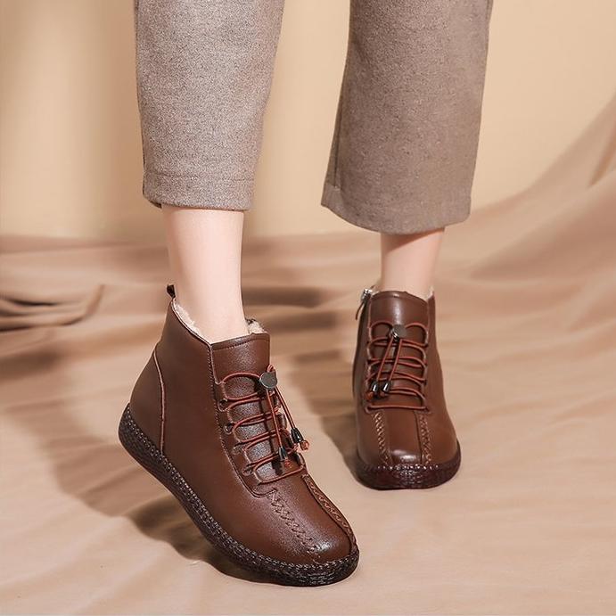 Inverno Scarpe di cotone per la nuova mamma Stivali da neve Peluche Caldi Scarpe di cotone per la vecchiaia di mezza età Stivali di cotone da donna con fondo piatto e suola morbida