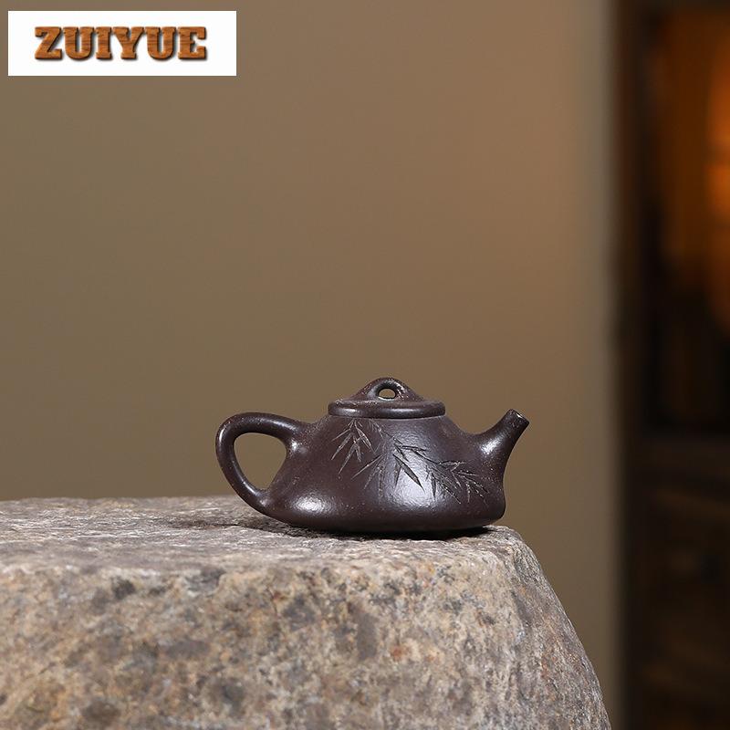 150ml Antike Yixing Lila Ton Teekannen Handgefertigter Stein Schöpfkrug Rohmaterial Schwarzes Gold Schlamm Kessel Zisha Teegeschirr Bastelbedarf Cha