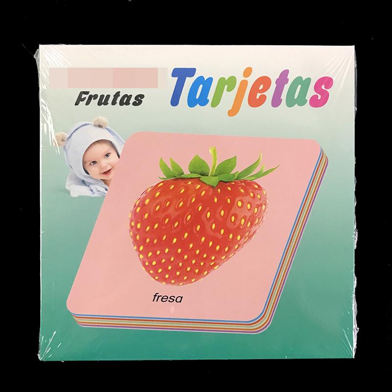 Kids Cognitive Spanish Cards Fruit/Letter/Number/Shape/Animal/Color Baby Learning Word Card Preschool Education Montessori Gifts
