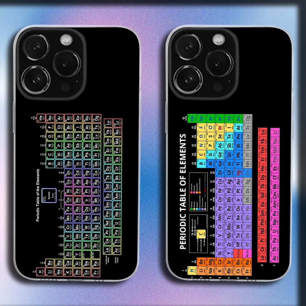 Periodic Table Of Elements Phone Case For iPhone 16,15,14,13,12,11 Plus,Pro,Max,XR,XS,X,Plus,SE,Mini Transparent Soft Cover