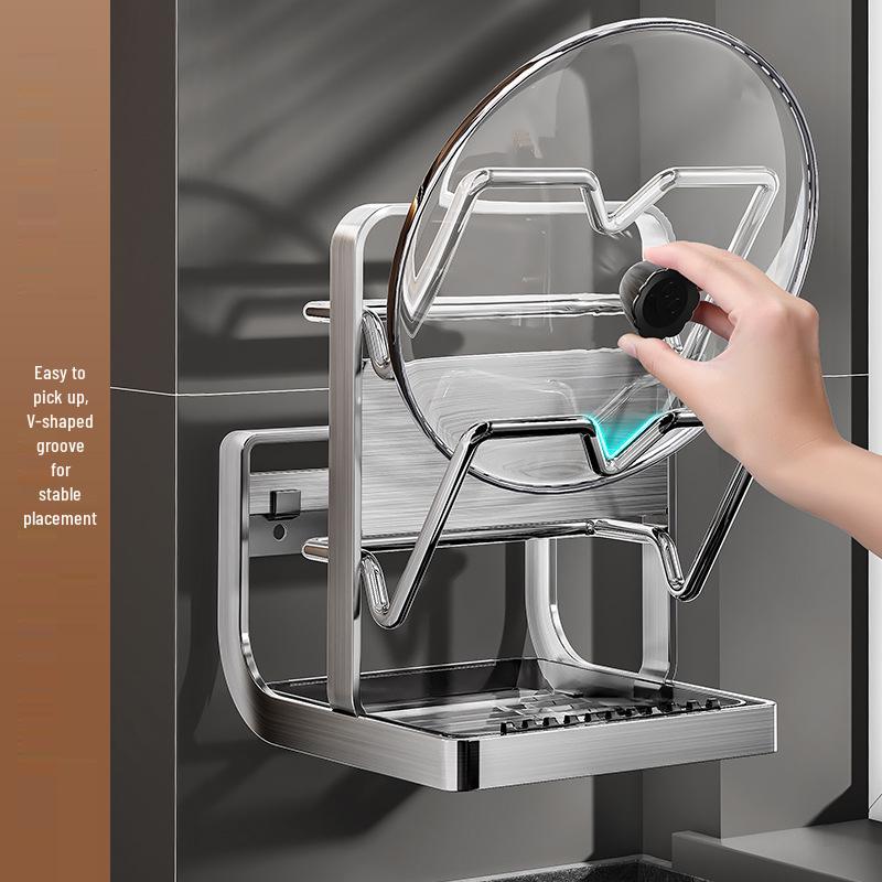 Wielofunkcyjny wiszący stojak kuchenny ze stali nierdzewnej z deską do krojenia i uchwytem na pokrywki do garnków