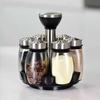 7-Piece Spice Jar Set Rotating Glass Seasoning Bottles with Lids Storage Rack for Salt Sugar Pepper Kitchen Counter Organizer